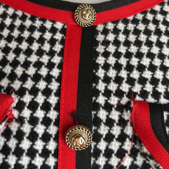 📍Pre-loved Gucci Grosgrain-trimmed Cotton-blend Tweed Mini Dress In Black🔥 - Picture 5 of 11